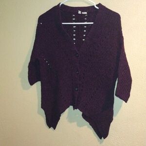 Purple Moth Knit Cotton Blend Cardigan Sweater M